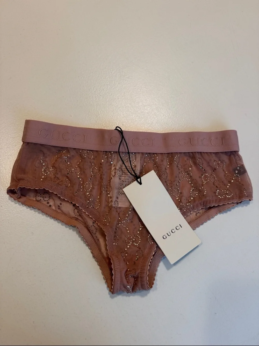 Gucci tulle Nude Blush Crystal panty Lingerie medium - Picture 1 of 5
